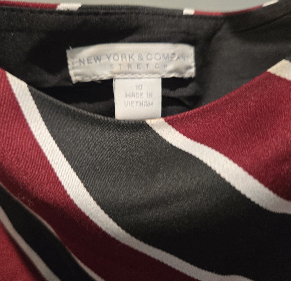 New York & Company Sleeveless Striped Dress – Women’s Size 10, Pre‑Loved - Picture 2 of 7